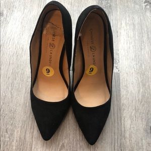 Chinese Laundry Black Suede Pointed Toe Heels